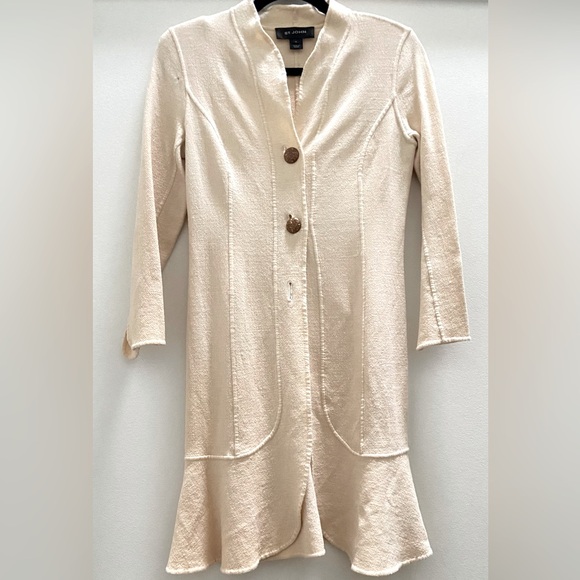 ST. John neutral cream vintage sweater jacket Sz 4 - Picture 1 of 11